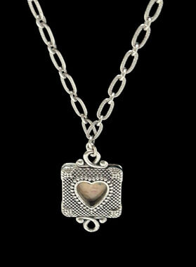 Brighton Heart Locket Necklace Silver Tone Crystal Accent Pendant